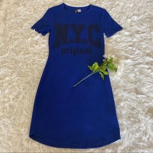 💐H&M Royal Blue Ribbed Knit Bodycon Dress Size 10